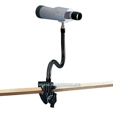 Zur Befestigung von Fernrohren usw. z.B. an Hochsitzen. Rohr-Ø: 13-55mm bzw. (Tisch-)Platten bis 3cm Stärke. 1/4´´-Gewinde. Gewicht: komplett ca. 650g, Biegearmlänge: 55cm....