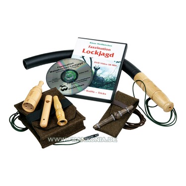 Das ideale Geschenk für den passionierten Jäger. Sämtliche Locker für das Niederwildrevier in einer Box. Inklusive DVDs und schriftlichen Anleitungen. Inhalt:  1 Schwarzwildlocker mit DVD 1 Edelholzmundblatter mit DVD 1 Fuchslocker-Filzetui mit je 1 Fuchsbeller, Fuchsflöte, Hasenklage,...